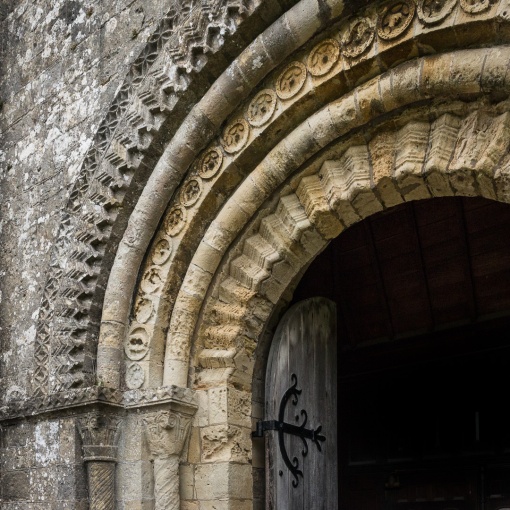 Norman west door, St Mary's Portchester, Hampshire.